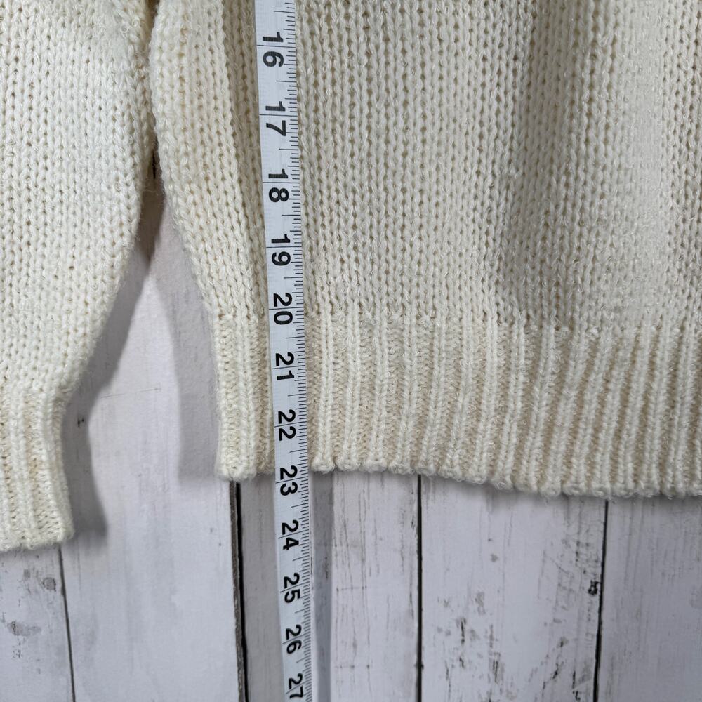 VTG Currants Cream Decorative Ribbon Collar Chunky Knit Sweater Korea Size Small - Picture 11 of 15